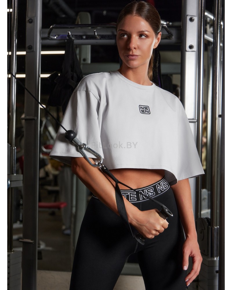 Укороченная серая футболка оверсайз Neverlate NS