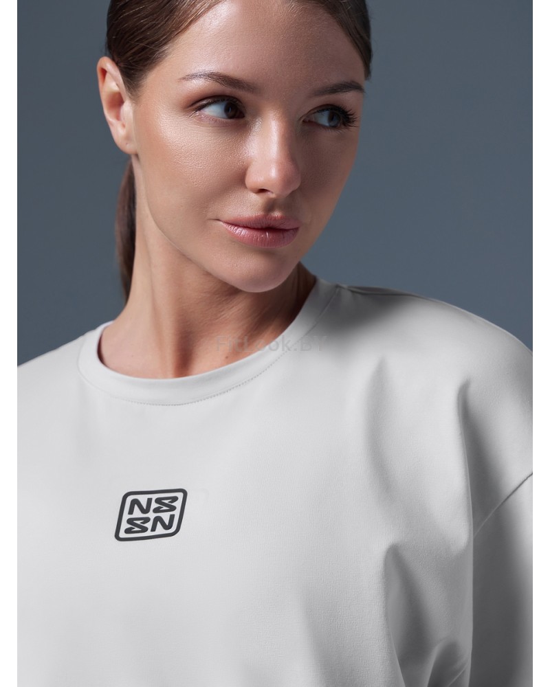 Укороченная серая футболка оверсайз Neverlate NS