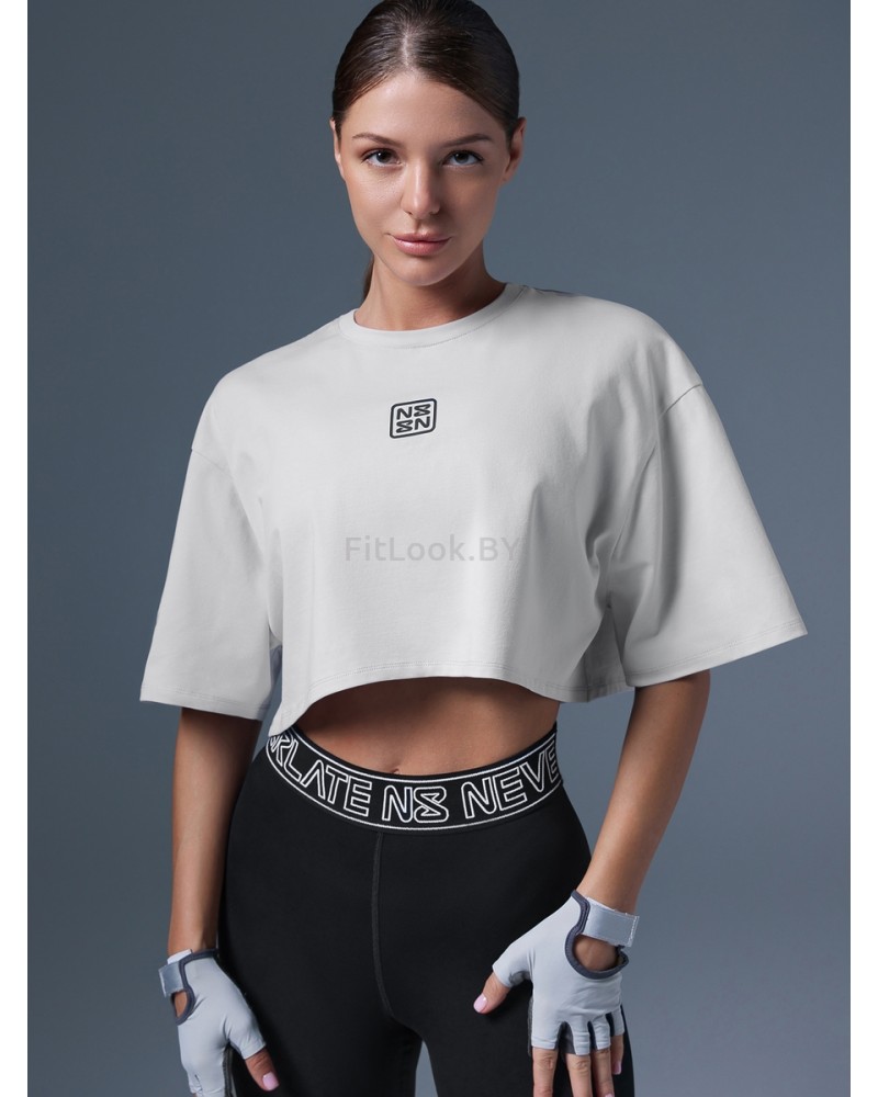 Укороченная серая футболка оверсайз Neverlate NS