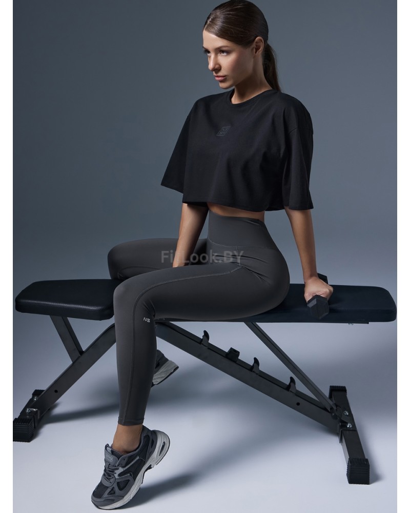 Укороченная чёрная футболка оверсайз Neverlate NS