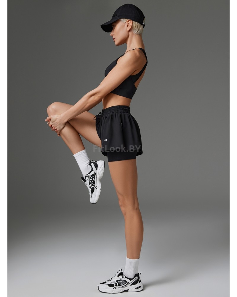Двойные спортивные шорты Neverlate Twins Black