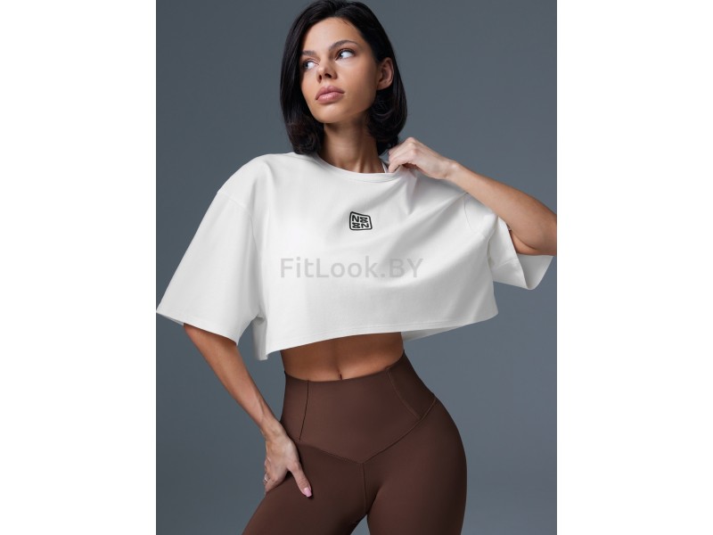 Оверсайз футболка Neverlate 19 Crop Milk