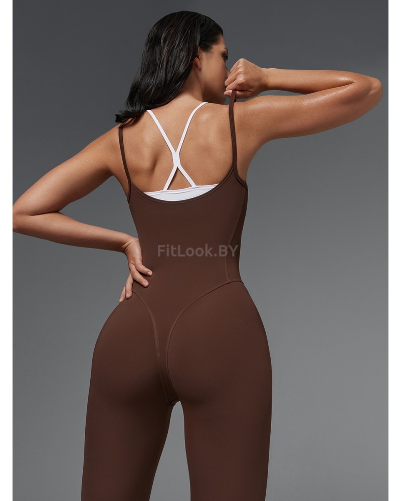 Женский моделирующий комбинезон  c имитацией топа Neverlate  BodySuit Brownie
