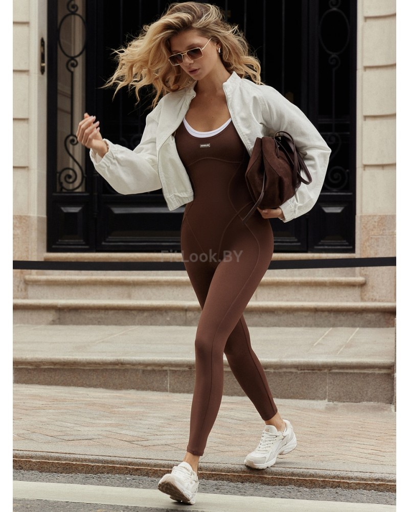 Женский моделирующий комбинезон  c имитацией топа Neverlate  BodySuit Brownie