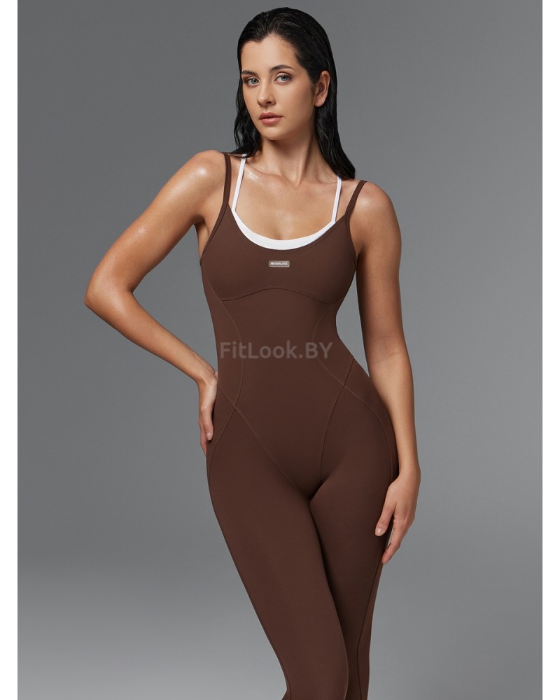 Женский моделирующий комбинезон  c имитацией топа Neverlate  BodySuit Brownie