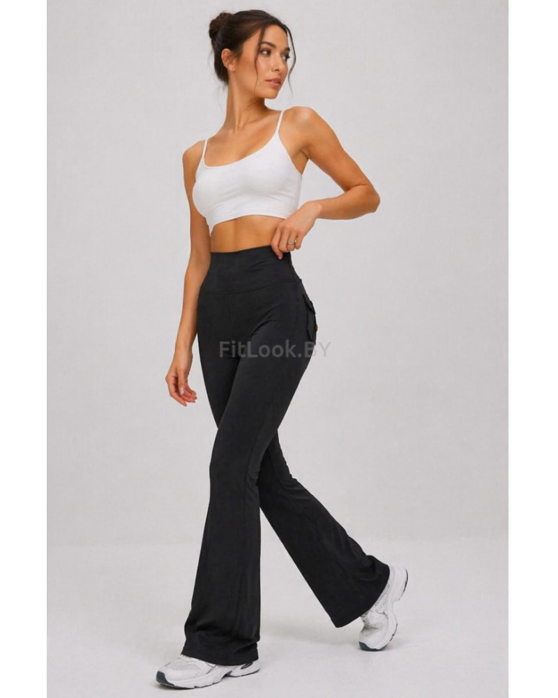 Леггинсы-клёш FITBASE Scrunch Cargo Black