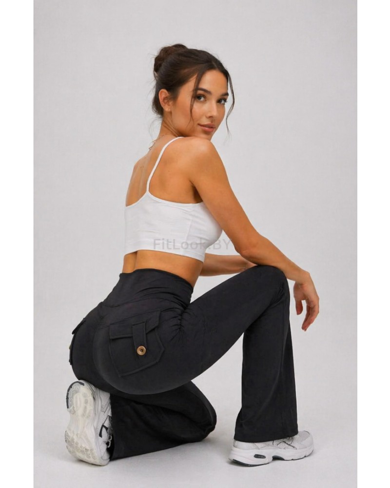 Леггинсы-клёш FITBASE Scrunch Cargo Black