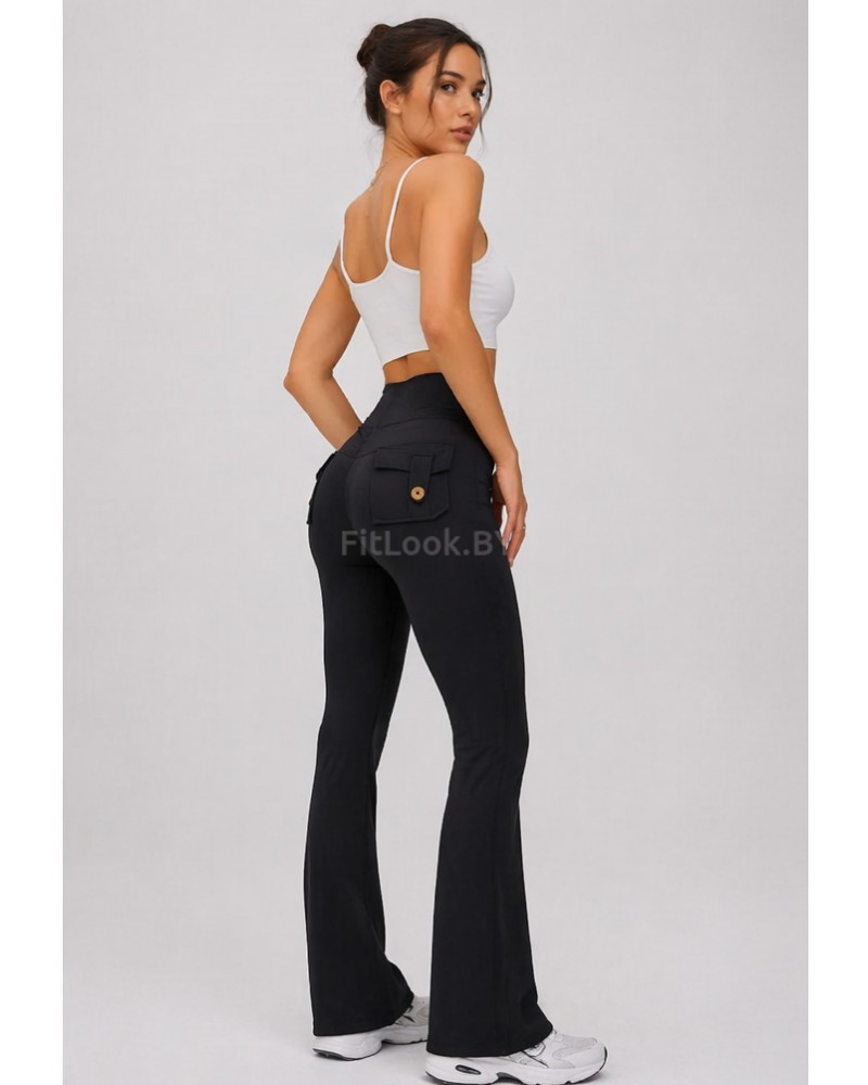 Леггинсы-клёш FITBASE Scrunch Cargo Black