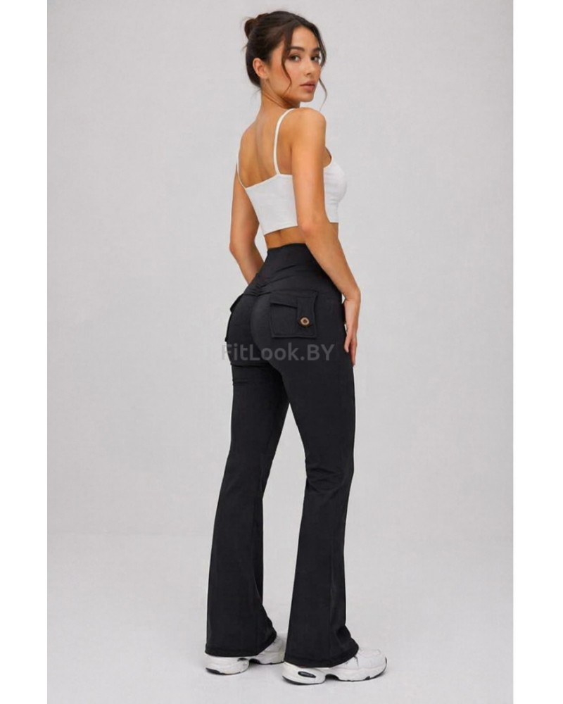 Леггинсы-клёш FITBASE Scrunch Cargo Black