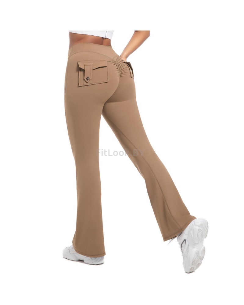 Леггинсы-клёш FITBASE Scrunch Cargo Beige