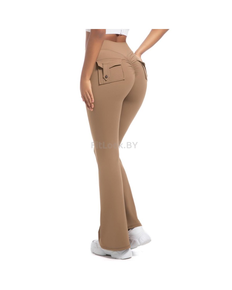 Леггинсы-клёш FITBASE Scrunch Cargo Beige