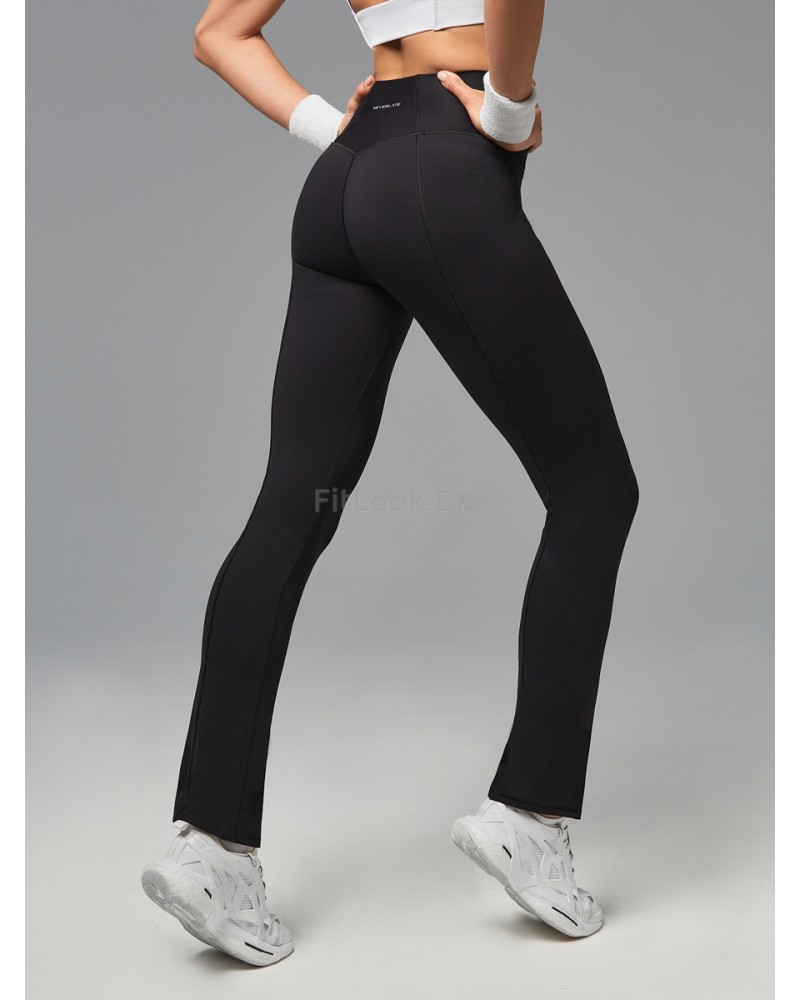 Леггинсы с высокой посадкой и разрезами по низу с поясом на подкладке
