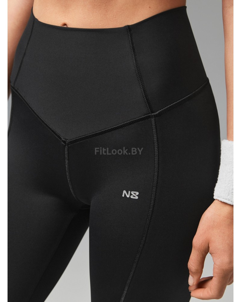 Леггинсы с высокой посадкой и разрезами по низу с поясом на подкладке
