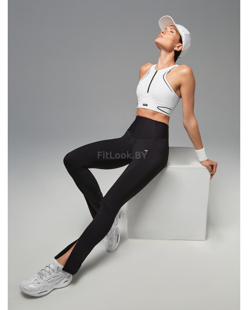 Леггинсы с высокой посадкой и разрезами по низу с поясом на подкладке