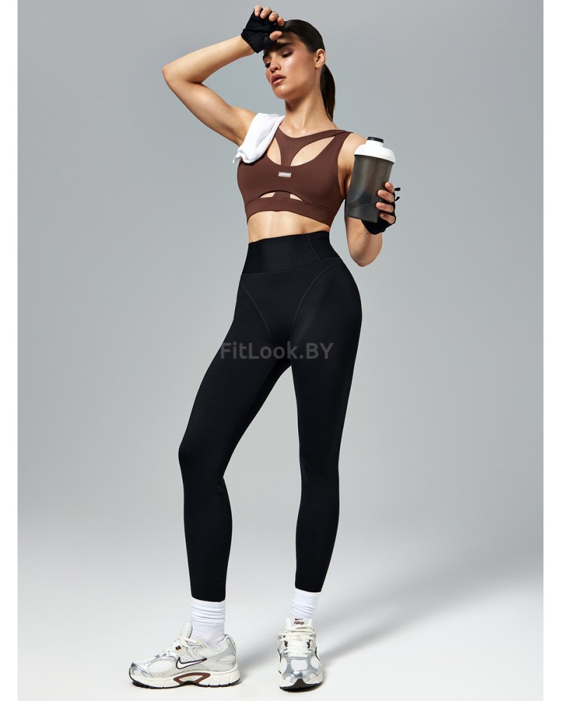 Моделирующие спортивные леггинсы NEVERLATE Wide Belt Black