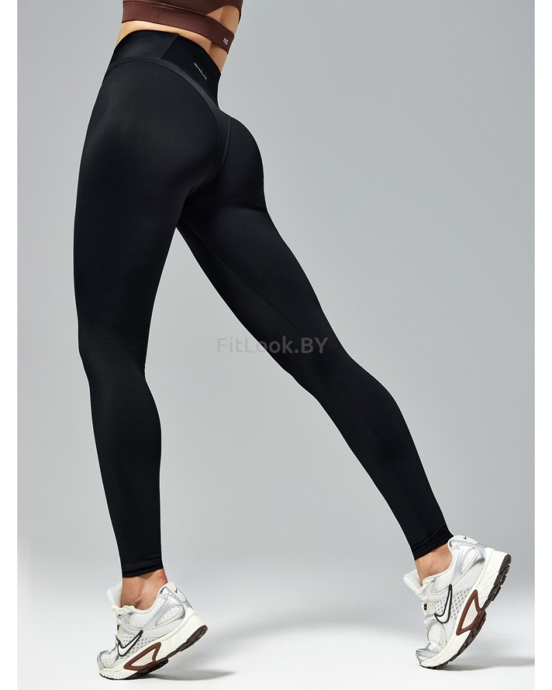 Моделирующие спортивные леггинсы NEVERLATE Wide Belt Black