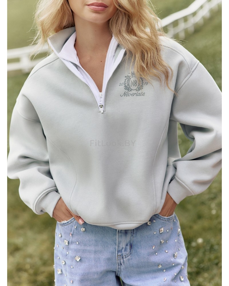 Утепленный свитшот с воротником на молнии NEVERLATE N8 ZIP 