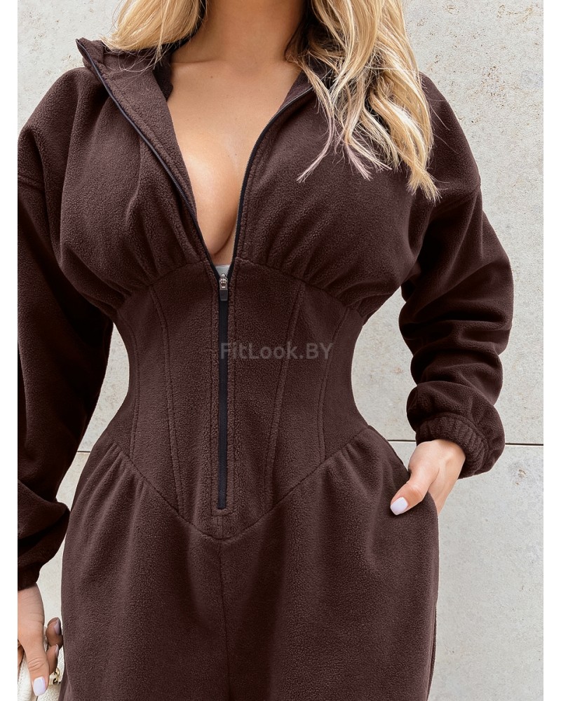 Утепленный комбинезон из флиса с иммитацией корсета