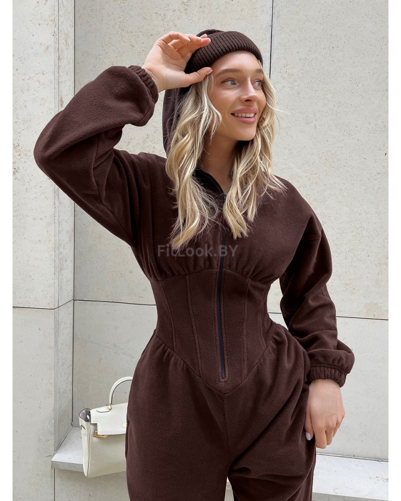 Утепленный комбинезон из флиса с иммитацией корсета