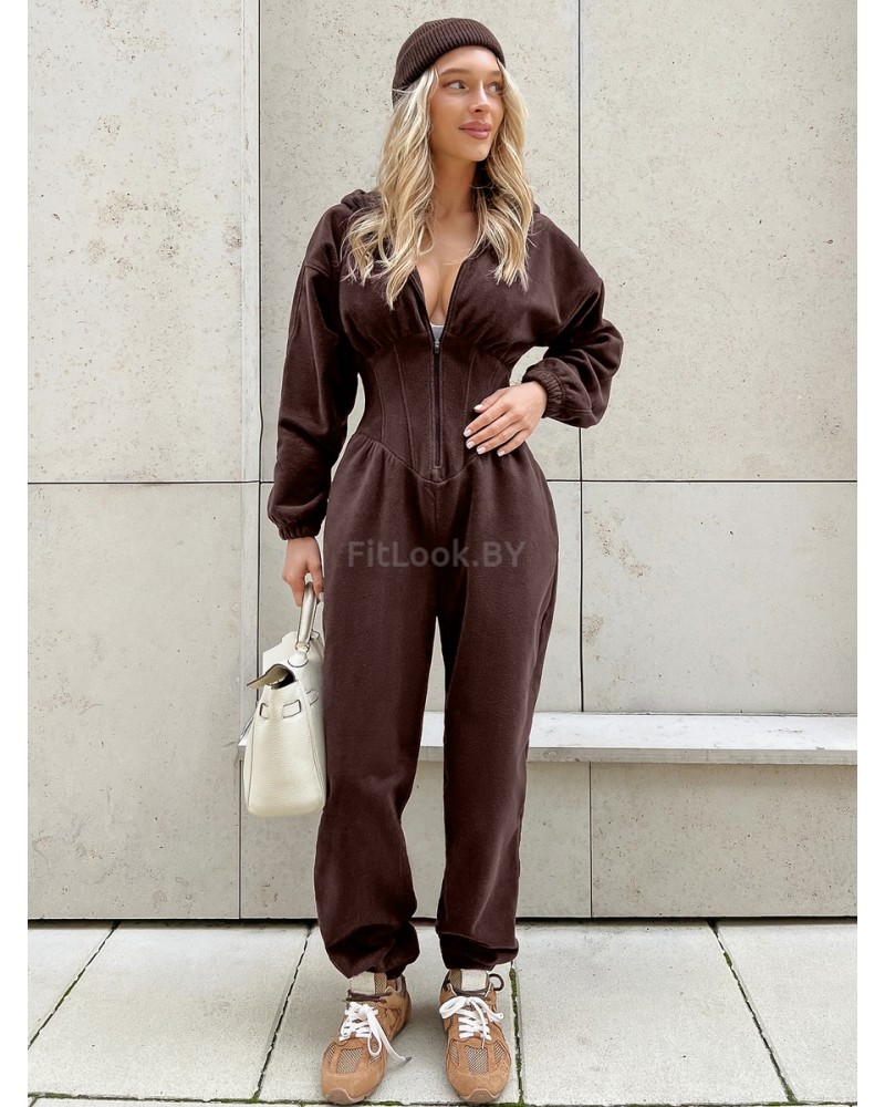 Утепленный комбинезон из флиса с иммитацией корсета