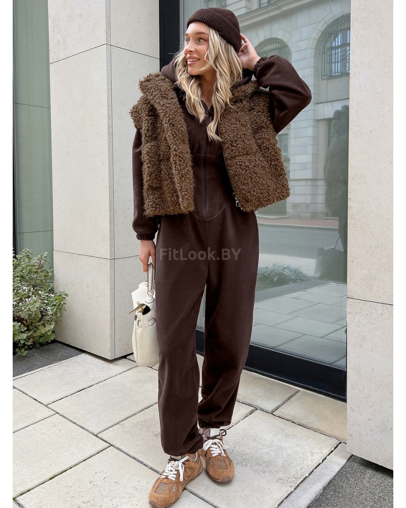 Утепленный комбинезон из флиса с иммитацией корсета