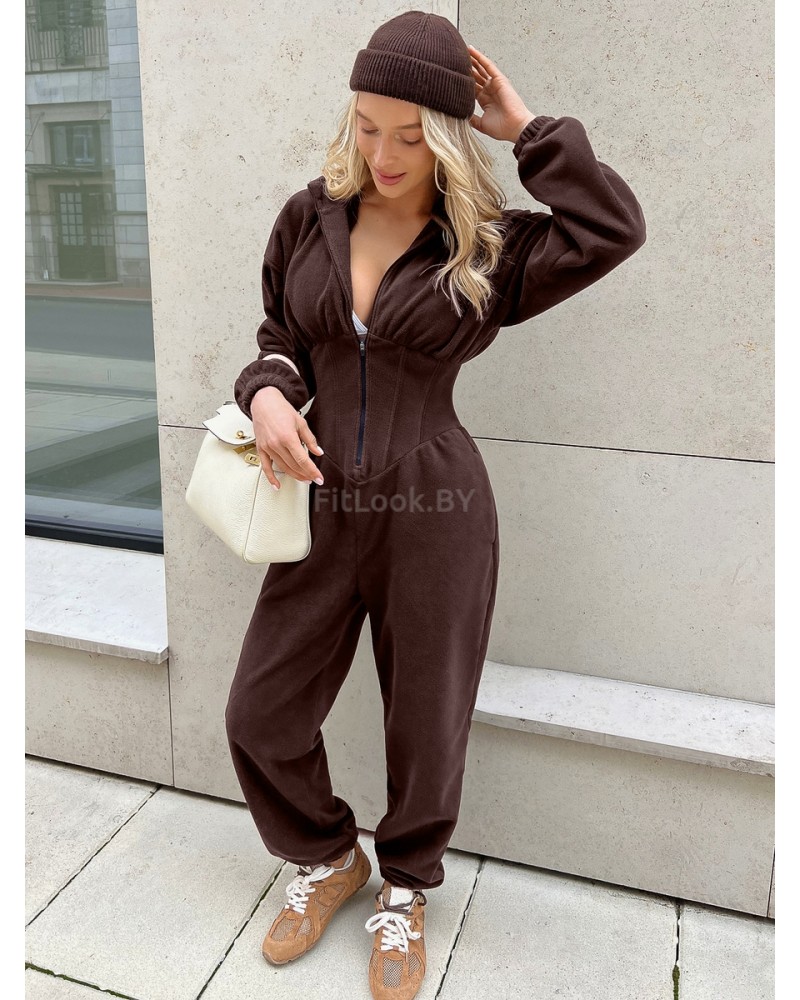 Утепленный комбинезон из флиса с иммитацией корсета