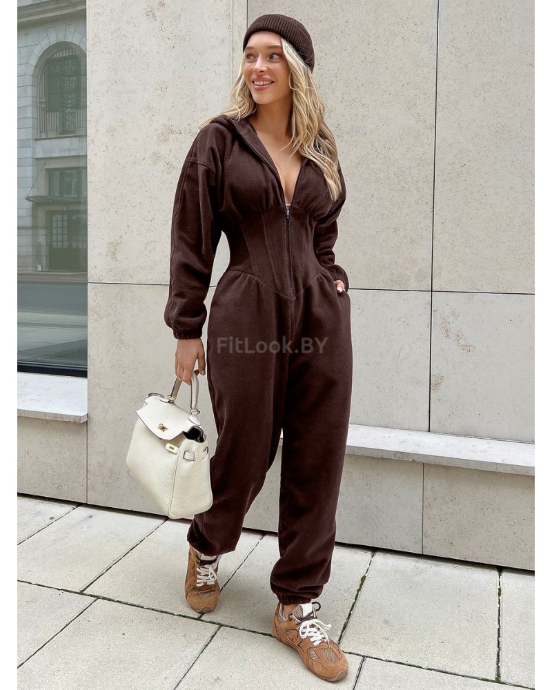 Утепленный комбинезон из флиса с иммитацией корсета