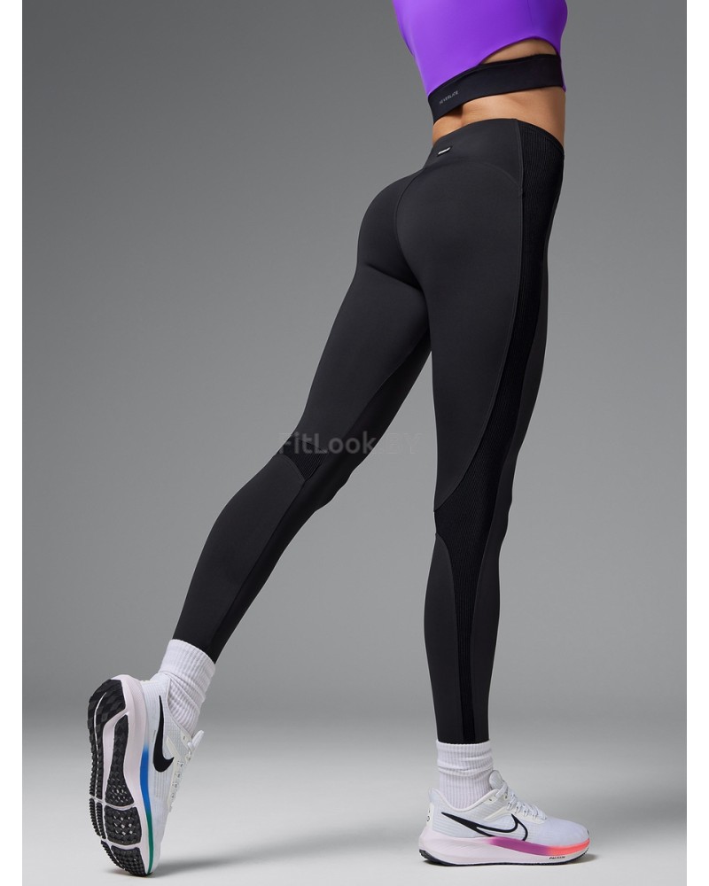 Леггинсы с высокой посадкой и вставками в рубчик