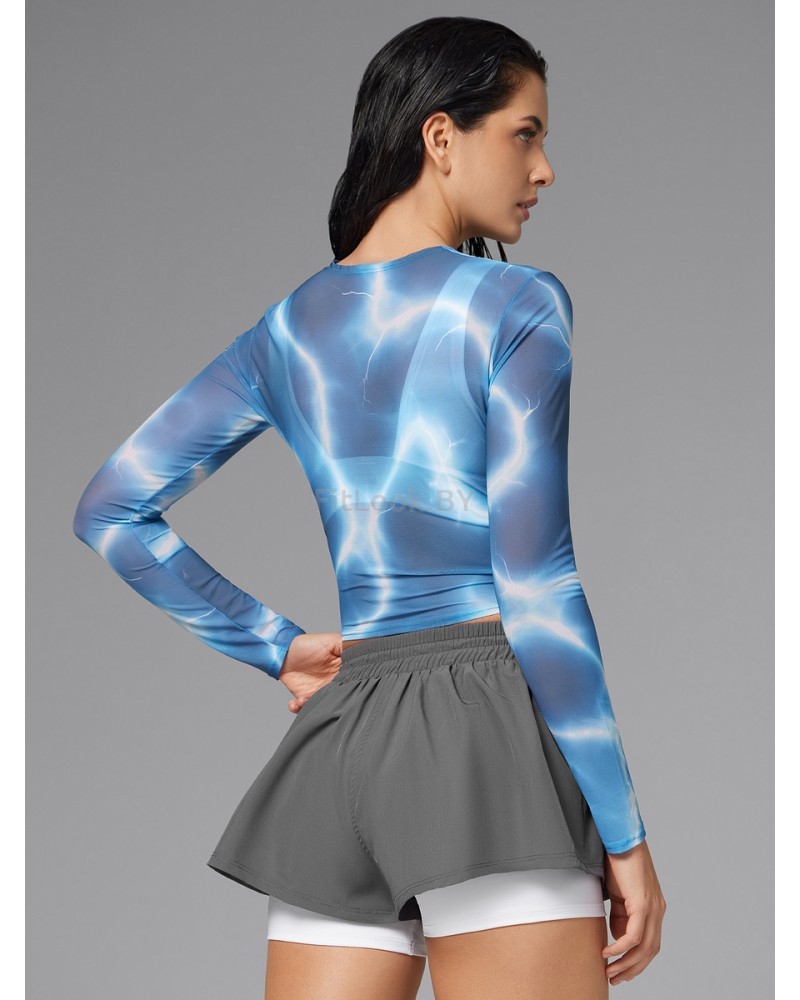 Укороченный рашгард-сетка Neverlate Blue Multicolor