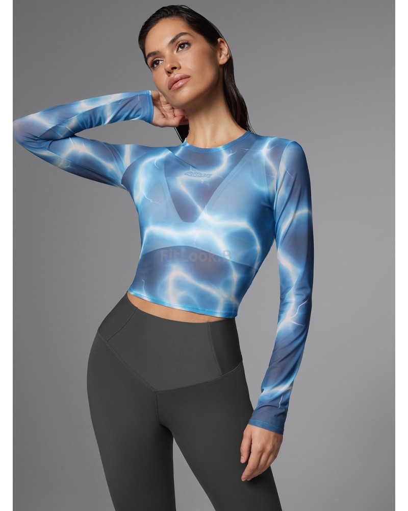 Укороченный рашгард-сетка Neverlate Blue Multicolor