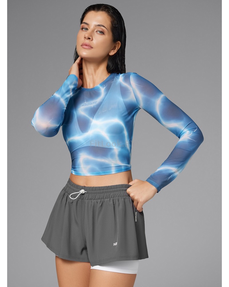 Укороченный рашгард-сетка Neverlate Blue Multicolor