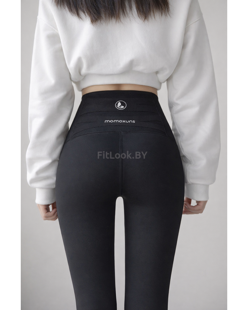 Тёплые леггинсы FITBASE Tapes Black (среднее утепление) 