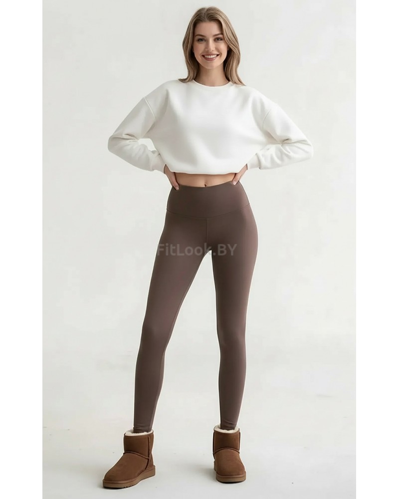 Тёплые леггинсы FITBASE Tapes Brown (среднее утепление)
