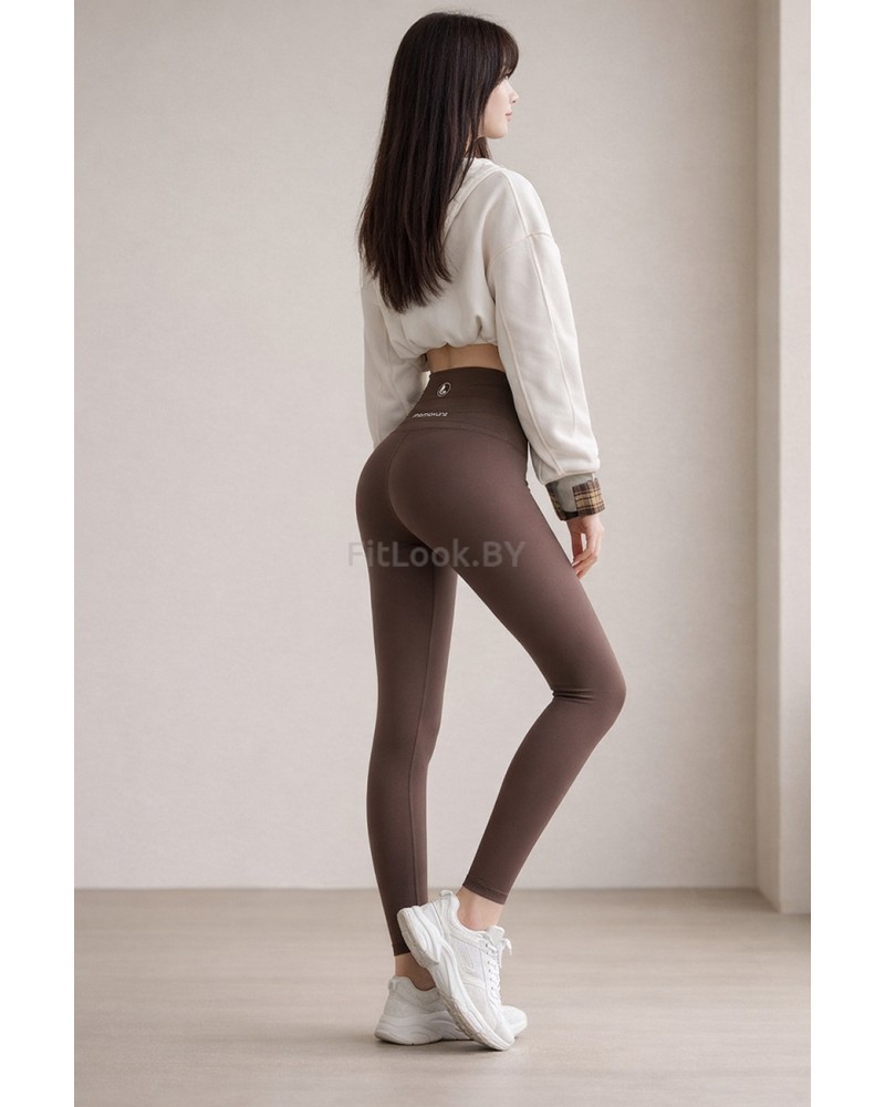 Тёплые леггинсы FITBASE Tapes Brown (среднее утепление)