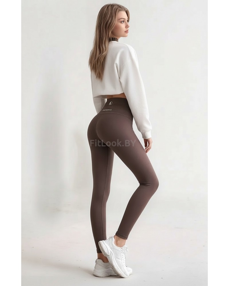 Тёплые леггинсы FITBASE Tapes Brown (среднее утепление)