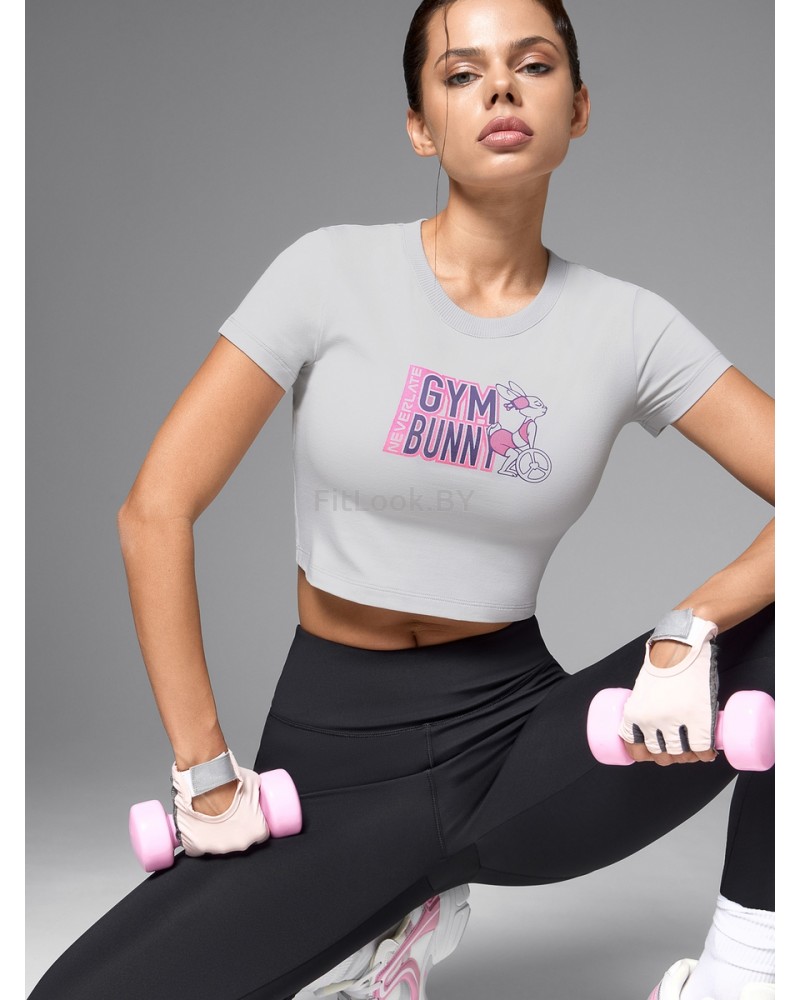Укороченная спортивная футболка из хлопка GYM Bunny