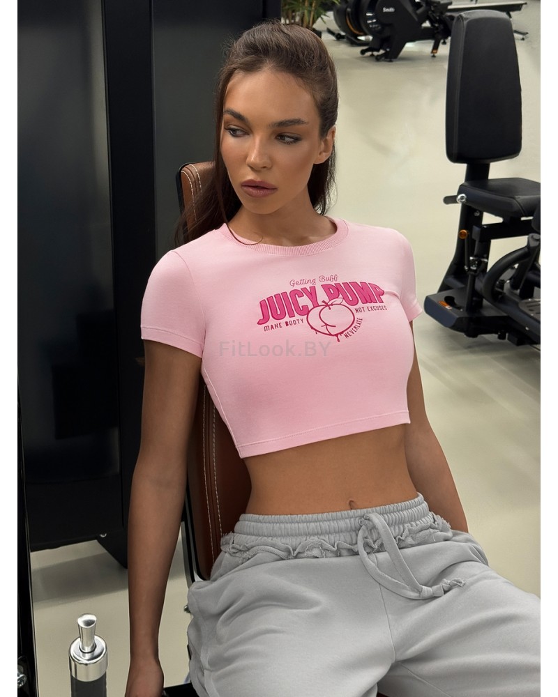 Укороченная спортивная футболка из хлопка Juicy Pump Pink
