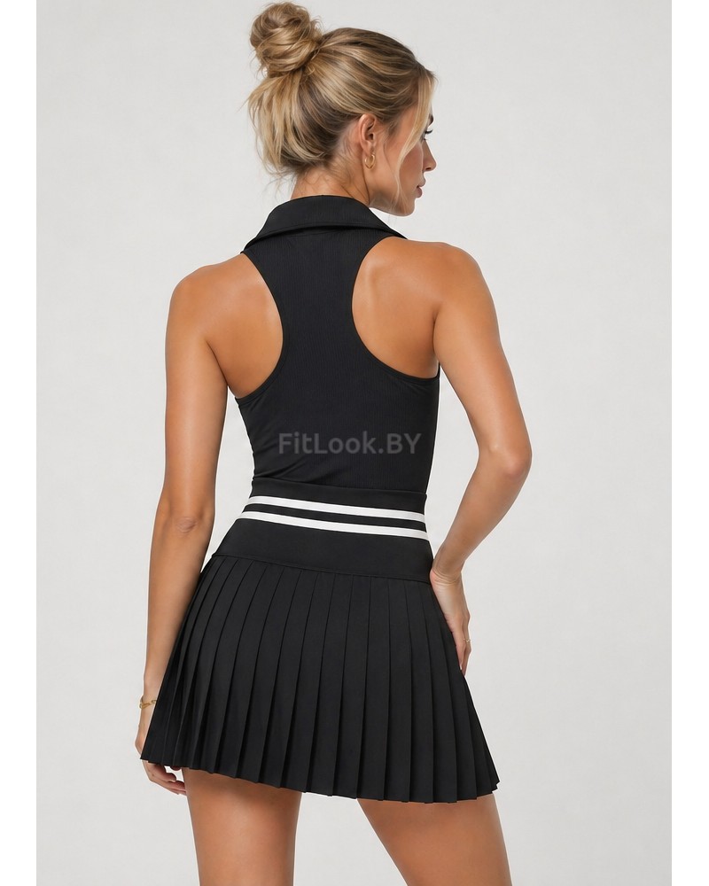 Теннисный костюм женский (юбка + поло)  Padel Core Black