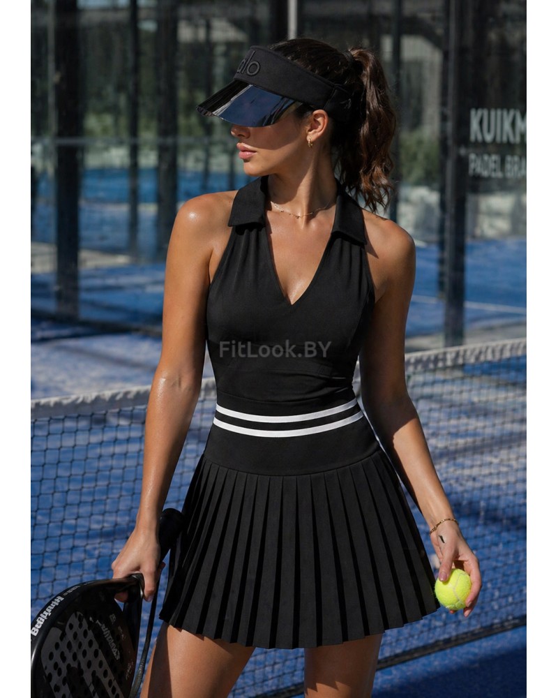 Теннисный костюм женский (юбка + поло)  Padel Core Black