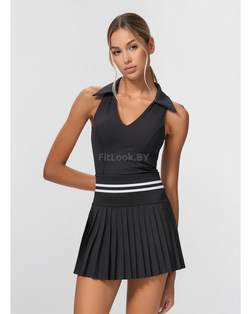 Теннисный костюм женский (юбка + поло)  Padel Core Black