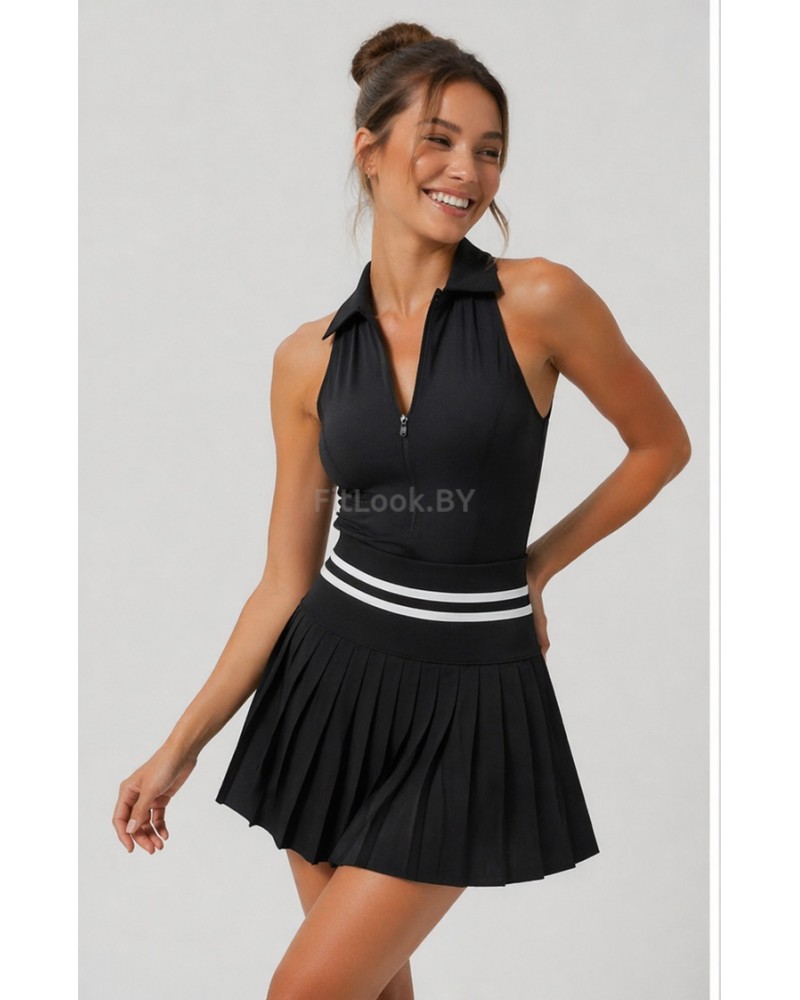 Теннисный костюм женский (юбка + поло)  Padel Core Black