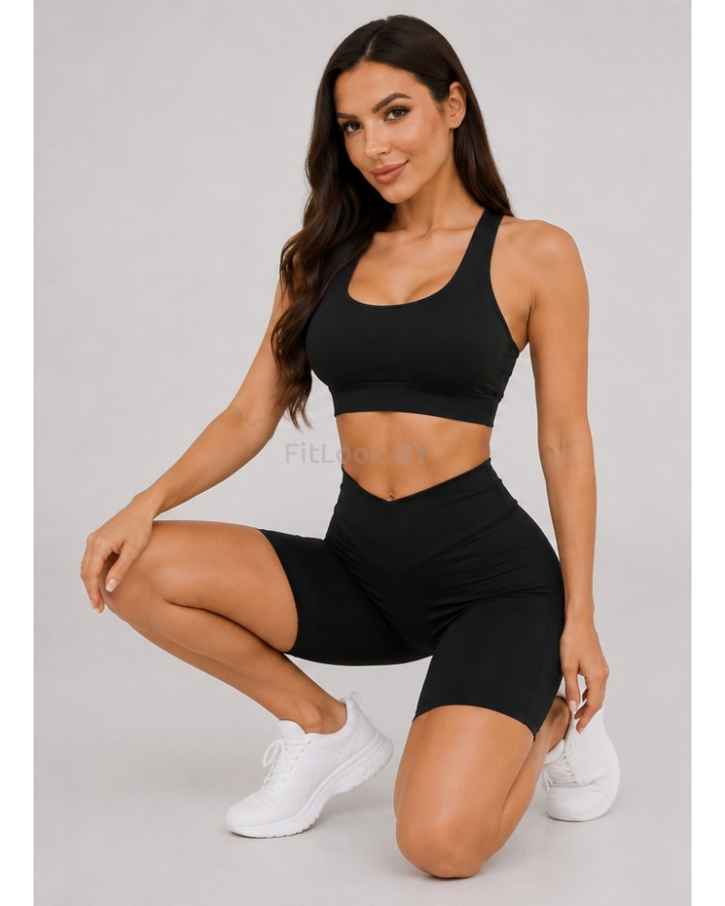 Чёрные спортивные шорты со сборочкой Shape UP Black