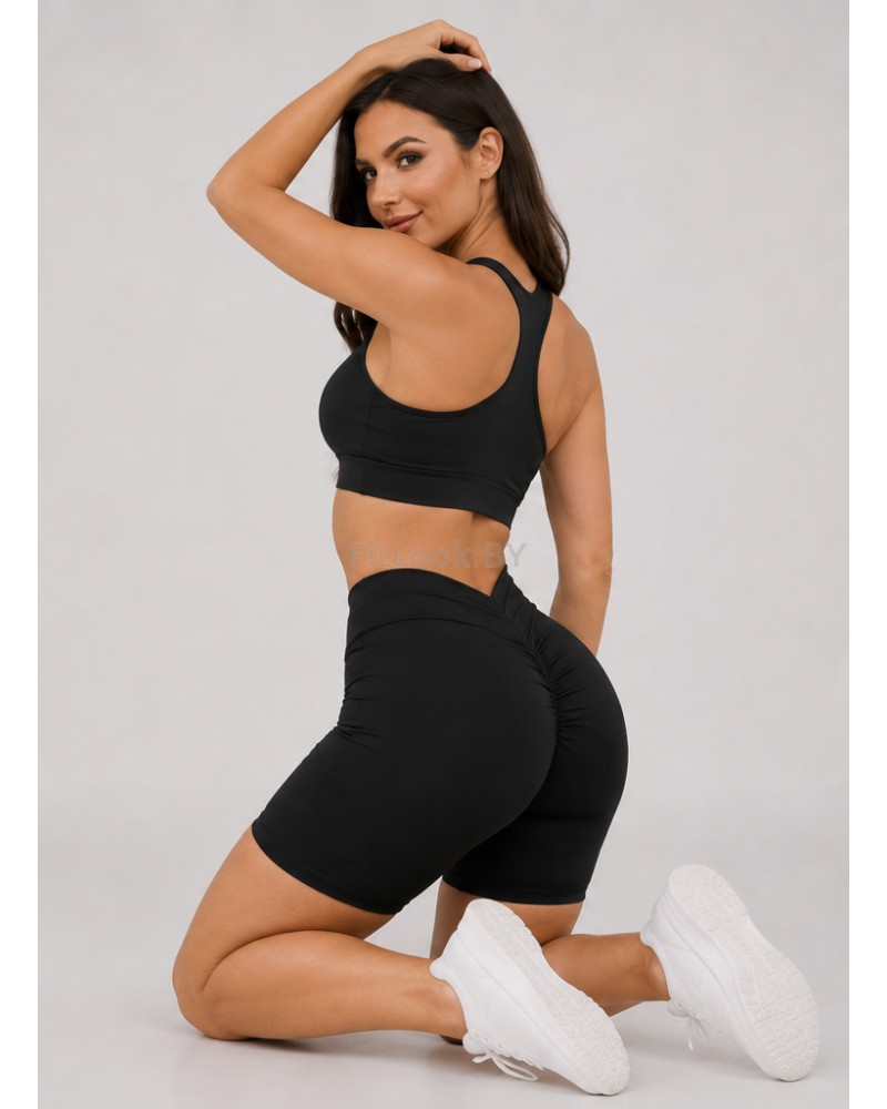 Чёрные спортивные шорты со сборочкой Shape UP Black
