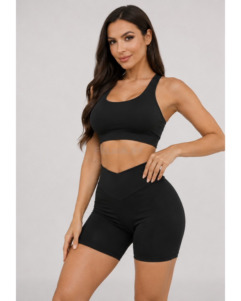 Чёрные спортивные шорты со сборочкой Shape UP Black