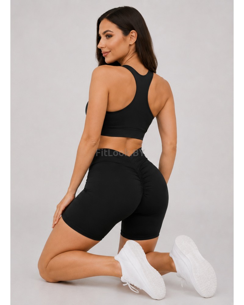 Чёрные спортивные шорты со сборочкой Shape UP Black