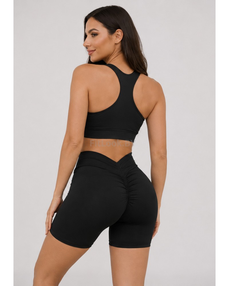 Чёрные спортивные шорты со сборочкой Shape UP Black