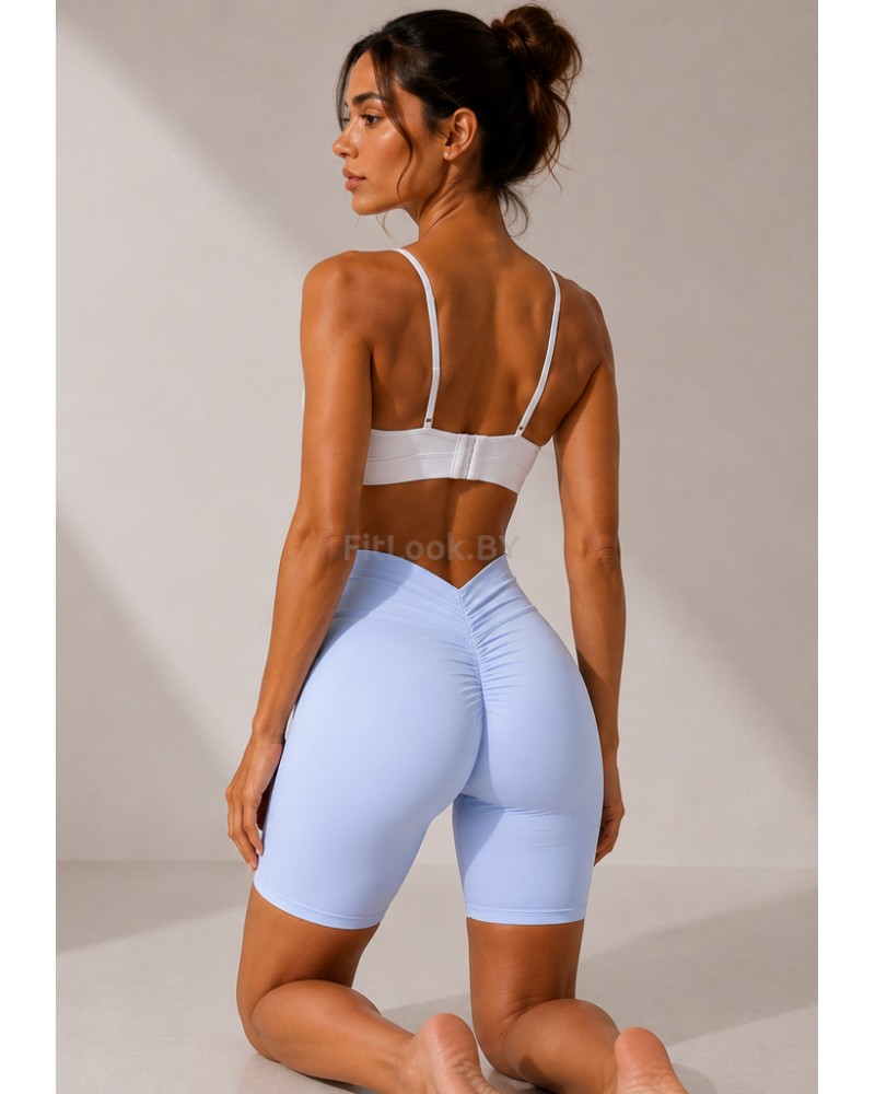 Голубые спортивные шорты со сборочкой ShapeUP Blue