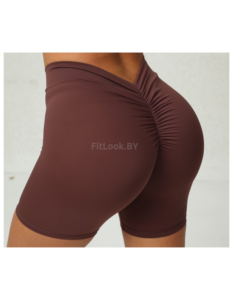 Коричневый спортивные шорты со сборочкой ShapeUP Brown