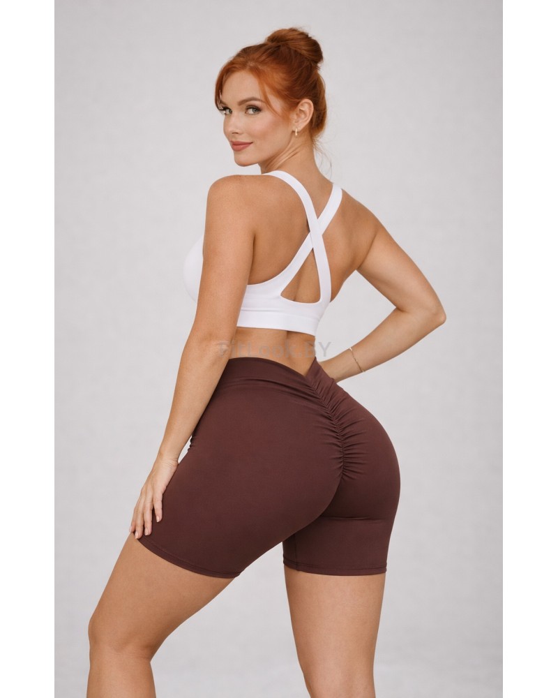 Коричневый спортивные шорты со сборочкой ShapeUP Brown