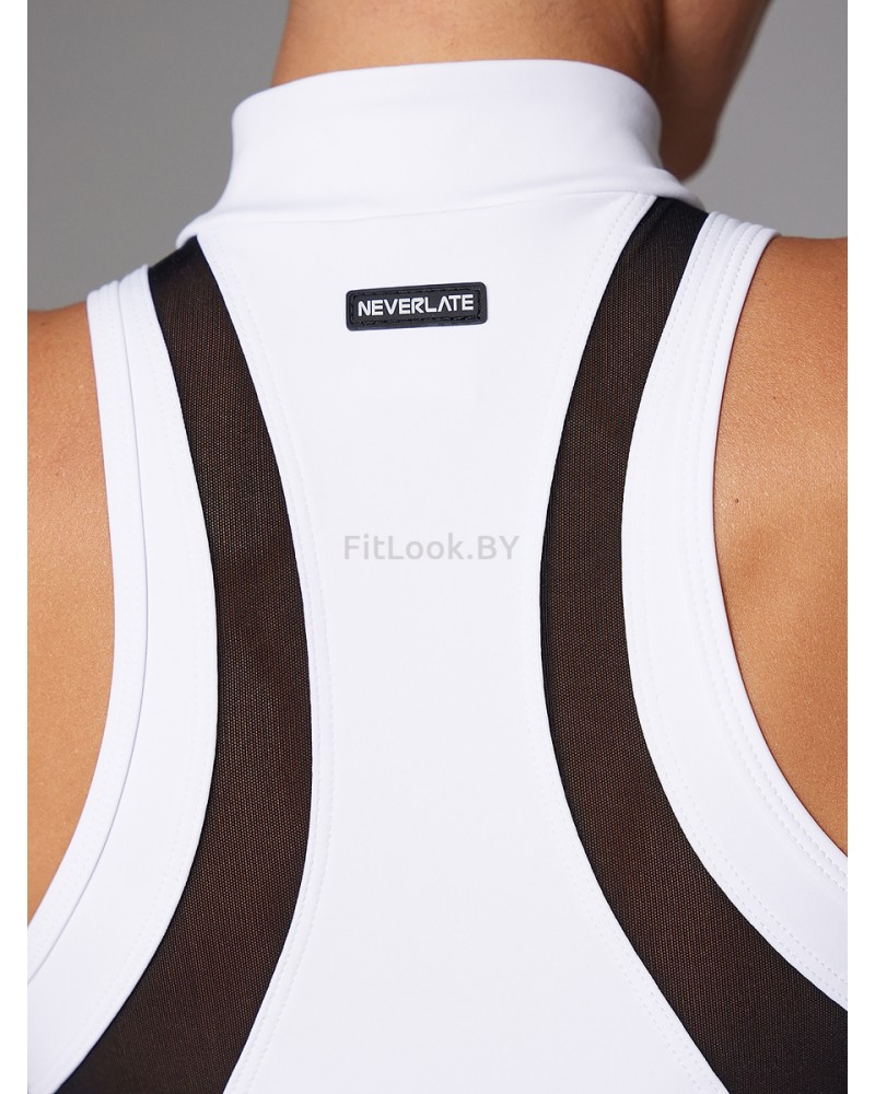 Белое спортивное бра на молнии Neverlate